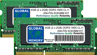 4GB (2 x 2GB) DDR3 1600MHz PC3-12800 204-PIN SODIMM MEMORY RAM KIT FOR INTEL IMAC (LATE 2012 - LATE 2013)